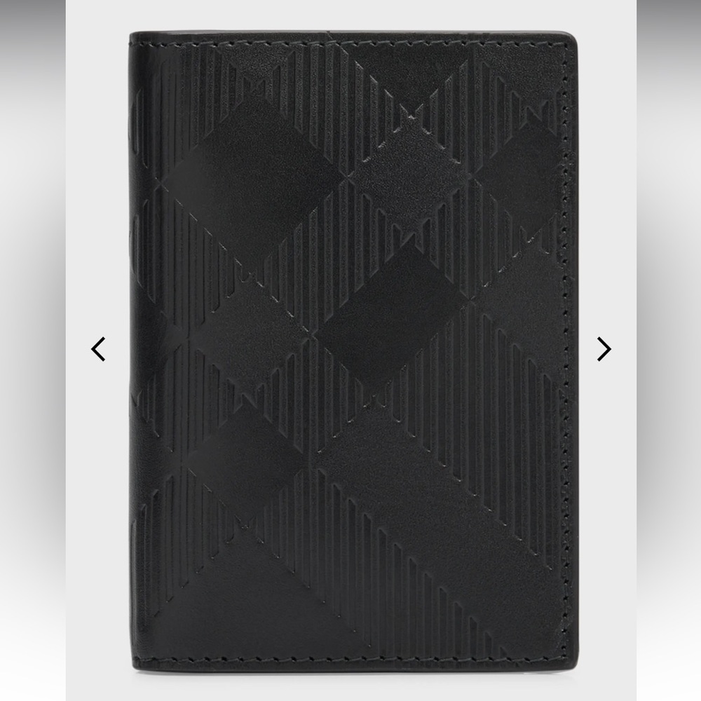 Burberry Men's Embossed Check Leather Bifold Card Holder